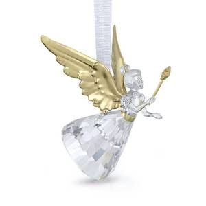 lot 8427 image: Swarovski Holiday Magic Angel Ornament, Clear Crystals and Gold-Tone Finished Accents, Hanging Decoration, Part of The Swarovski Holiday Magic Collection