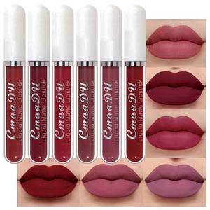 lot 8444 image: evpct 6Pcs Lipstick Matte Liquid Lipstick Lipgloss Set for Women, Dark Plum Wine Rose Mauve Red Nude Pink labiales mate 24 horas originales matte larga duracion 24 Hour Lipstick A-02