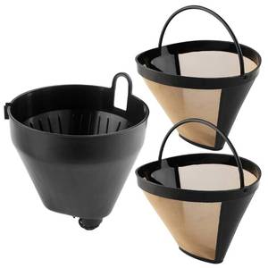 lot 8448 image: Veterger Replacement Parts 1pcs Filter Basket Holder with 2pcs Gold Tone filter, Compatible with Cuisinart Coffee Makers DCC-1100,SS-15