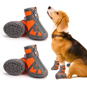 lot 8449 image: MUSIMC Dog Shoes for Small Medium Dogs Waterproof Puppy Dog Boots with Safety Reflective Dog Paw Protectors for Winter Hot Pavement Rainy Day with Anti Slip Rubber Sole (B-Orange, Size 4)