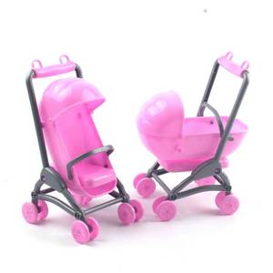lot 8468 image: Toddmomy 2Pcs Miniature Stroller Toy Dollhouse Miniature Baby Carriage Plastic Dollhouse Furniture Nursery Doll House Accessories