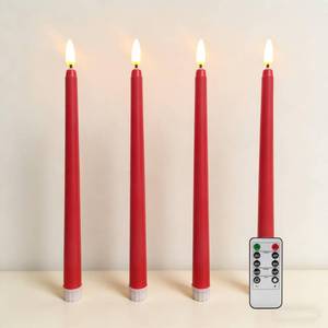 lot 8494 image: Ni-JASW Red Flameless Taper Candles with Remote, Battery Powered Valentines Day LED Candlesticks Flickering Set of 4