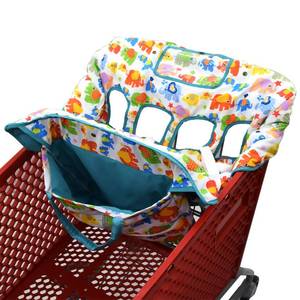 lot 9015 image: Twin Double Shopping Cart Cover for Baby Siblings with Carrying Case. Fit Wholesale Warehouse Grocery Stores Like Costco SAMS Club (Colorful Elephant)