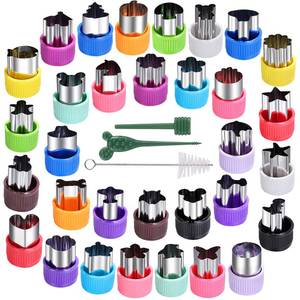 lot 10009 image: CECIAOAIME Mini Cookie Cutter Set 30 pcs for Kids Vegetable Cutters and Fruit Stamp Mold Different Shapes and Sizes Stainless Steel