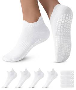 lot 10013 image: DIBAOLONG Pilates Grip Socks for Women - Non Slip Yoga & Workout Socks, 4 Pairs