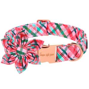 lot 10015 image: Unique style paws Cotton Dog Collar with Bow Winter Christmas Puppy Collar with White & Red Grid for Small Medium Large Boys Girls Dogs