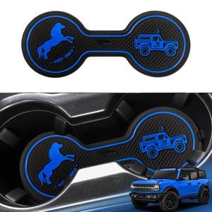 lot 10033 image: LSAUTO Car Cup Holder Coaster Compatible with Ford Bronco Offroad 2021-2025, Silicone Car Decorative Water Coaser, Bronco Car Accessories (Blue)
