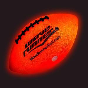 lot 12383 image: Wave Runner LED Light-Up Football - Glow in The Dark Football Games- Size 10.35 in. with Pump and Batteries Included  Perfect Game Gifts for Teen Boys Ages 7-15 Fans & Players