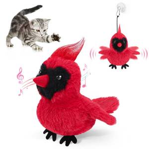 lot 12385 image: AIPERRO Flapping Cardinal Cat Toys, Interactive Cat Exercise Toy with Lifelike Bird Chirp, USB Rechargeable Automatic Cat Kicker Catnip Toys for Bored Indoor Adult Cats Kittens