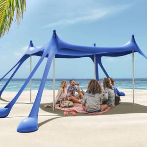 lot 13581 image: Gardentime Beach Tent Canopy Sun Shelter 10x10ft UPF50 Protection Portable Sun Shade Tent with 8 Sandbags, 4 Poles, 2 Sand Shovels, Ground Peg for Outdoor Backyard Camping Fishing Picnic Navy Blue