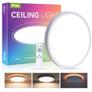 lot 13604 image: Pak 12 Inch LED Flush Mount Ceiling Light Fixture with Night Light, 24W Modern Ultra-Thin Ceiling Lamp with Remote, 2400LM Dimmable, 2700K-6500K Adjustable Color Temperature, for Bedroom Living Room