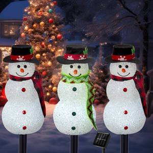 lot 13608 image: Christmas Pathway Lights Outdoor Decoations, Solar LED Snowman Stake Lights, Waterproof Walkway Landscape Light for Winter Yard, Garden Decor (Cool White, 3 Pack)