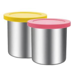 lot 13618 image: Stainless Steels Fit for Ninja Creami Containers- 2 Pack, 16oz Cups, Compatible with Ninja NC301, NC300, NC299AMZ, Fit for Ninja Creami Stainless Steel Pint, Silicone Lids, NC301 Creami Containers
