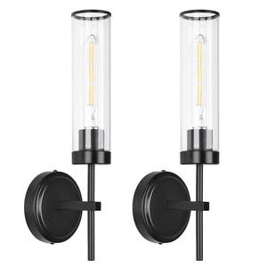 lot 13633 image: Loiogohot Wall Sconces Set of Two,Black Modern Wall Lighting 16 Bathroom Sconces Wall Lighting 60W with Clear Glass Shade for Living Room Corridor Mirror Bedroom Stairs