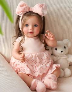 lot 13641 image: BABESIDE Lifelike Reborn Baby Dolls Dara - 20 Inch Realistic-Newborn Baby Doll Brown Hair Girl Handmade Real Life Toddler Dolls with Clothes and Toy Accessories Gift for Kids Age 3