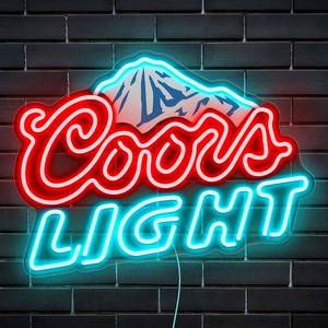 lot 13644 image: Beer Neon Sign LED Neon Beer Bar Signs for Man Cave Decor Beer Logo Sign with Mountain Pattern Printing Chill Mountain Home Bar Sign (Beer Logo)