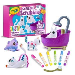 lot 13650 image: Crayola Scribble Scrubbies Glam Pack (4 Pets), Holiday for Kids, Washable Pet Care Toy, Coloring Animal Craft, Stocking Stuffer Toys for Girls & Boys, 3