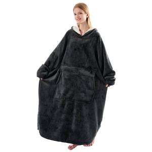lot 13651 image: Krifey Big & Tall Wearable Blanket Hoodie with Cat Pocket, Extra Long Oversized Fleece Blanket for Adults, Cozy Birthday Gifts, Christmas Gifts