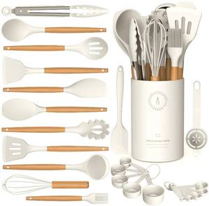 lot 13659 image: AVGPD Silicone Cooking Utensils Set, Silicone Utensils for Cooking, 446° Heat Resistant Kitchen Utensil Silicone Spatula Sets, Kitchen Gadgets for Non-Stick Cookware BPA FREE (Cream White)