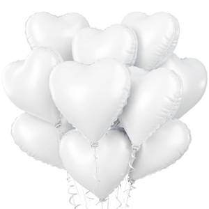 lot 14001 image: Biapian White Heart Balloons Helium, 10PCS White Foil Heart Shape Balloons Valentines 18inch Metallic White Foil Balloon for Helium Valentine Decorations for White Wedding, Brithday Party, Anniversary