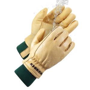 lot 14005 image: FEISHDEK Waterproof Winter Work Gloves for Men, Cowhide Warm Insulated Leather Working Glove in Cold Weather Heavy Duty (XX-Large, Deep Yellow)