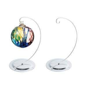 lot 14019 image: HOHIYA 2 Pcs 9.5 Inch Ornament Display Stand Holder Heavy Duty Base for Glass Terrarium Air Plant Halloween Christmas Twist Wire Max Loading 300g Chrome Silver Taiwan Made