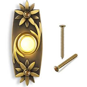 lot 14020 image: Dreyoo Lighted Metal Doorbell Push Button, Universal Garage Door Opener Switch with LED Light Compatible with Most Wire Doorbell Chimes, Transformer, Ringers, Property in Copyright (Flower Style)