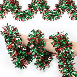 lot 14022 image: 50 Feet Red & Green Silver Christmas Tinsel Garland Metallic Twist Shiny Hanging Garland for Christmas Tree Decorations Xmas Holiday Decor for Home Indoor Party Supplies (Red & Green Silver)