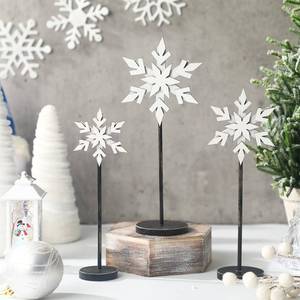 lot 14031 image: Soaoo 3 Pcs Winter Snowflake Decorations Wooden Snowflakes Table Centerpieces Tall Standing White Winter Snow Wonderland Wood Block Sign for Tabletop Shelf Mantel Home Tiered Tray Decor(Fresh)
