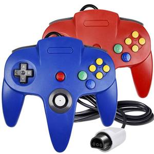 lot 14035 image: Classic 64 Wired Controller Joystick for N64 Game System N64 Console (2Packs, Red and Blue)