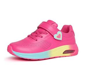 lot 14051 image: LUCKY STEP Boys Girls Athletic Running Shoes Air Lightweight Fashion Sneakers Casual Breathable Tennis Trainers for Little Kids(12 M US Hot Pink)
