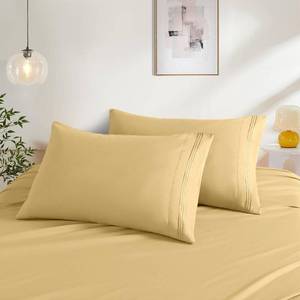 lot 14053 image: 2 Pack Pillow Cases Standard Size, Microfiber Hotel Pillowcases Gold Pillow Covers Soft Breathable and Non Shrinking Envelope Pillow Shams 20X 26