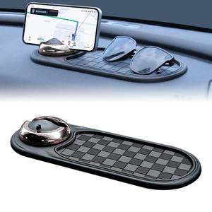 lot 14070 image: Universal Anti-Slip Car Dashboard Mat with 360° Rotating Phone Holder �� Multi-Functional Organizer Pad for Phones, Sunglasses, Keys, and Daily Essentials (Gray Silver)