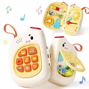 lot 14076 image: Jovow Baby Phone with Music for Toddler, Kids Sensory Busy Board, Early Educational Toy for Toddlers 1-3, Motor Skills Developmental Toy for 0-6-12-18 Month Age