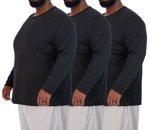 lot 14077 image: Real Essentials 3 Pack Men��s Big & Tall Long Sleeve Dry-Fit Crew Neck T-Shirt - Gym Workout Athletic Running Tee, Set 2, 4XLT, Pack of 3