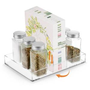 lot 14080 image: Acrylic Napkin Holder, Rotating Clear Napkin Dispenser for Salt and Pepper Holder Tray, Acrylic Tissue Box for Dining Table Decor, Kitchen, Bar, Restaurant