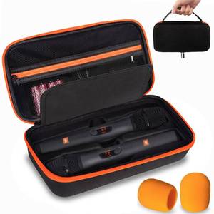 lot 14082 image: Wireless Microphone Case Compatible with JBL Wireless Two Microphone System, Dual Wireless Microphone Case for Party Box, Singing Karaoke for JBL Mic, Receiver, Adapter, AA Batteries-Orange (Box Only)