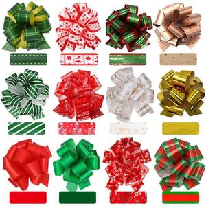 lot 14435 image: Lulu Home Christmas Colorful Assorted Pull Bows for Gift Wrapping, 24 PCS