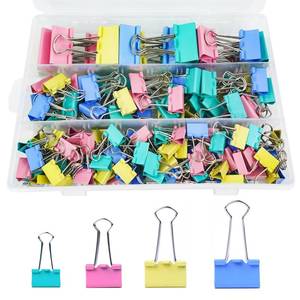 lot 14449 image: 170 Pcs Binder Clips Assorted Sizes, Colored Large, Medium, Small Binder Paper Clips for Office Supplies, Home, School Document Organizing (Blue, Pink, Yellow, Green)