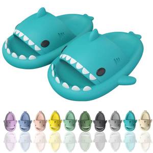 lot 14451 image: sharllen Shark Sandals Slides for Women Men Cute Novelty Cartoon Anti-Slip Open Toe Slides Summer Lightweight Shark Sandals (no size)