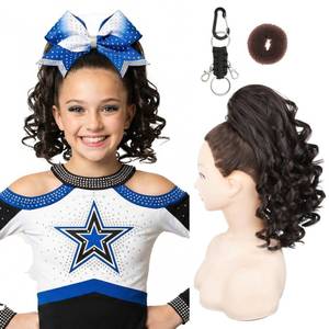 lot 14461 image: SEIKEA Cheer Ponytail Hair Piece, 14 Curly Cheerleader Hairpiece Ponytail Extension for Cheerleader Competition, Dance Deep Brown