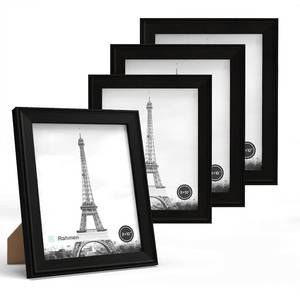 lot 3192 image: iRahmen 8x10 Picture Frame Set of 4, Black Frame with HD Glass, Wooden Photo Frames for Wall Mount and Tabletop Display