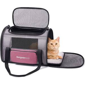 lot 3209 image: BurgeonNest Cat Carriers for Medium Puppy Under 25 lbs, Pet Carrier for Cats with Unique Side Bag,Top Load Small Pet Bag Soft-Sided Escape Proof with 4 Ventilated Windows