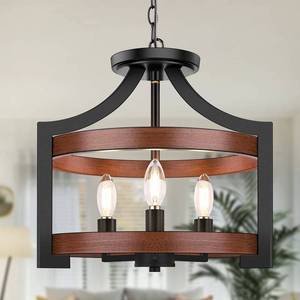 lot 3224 image: 3-Light Farmhouse Chandelier, 14.5� Pendant Hanging Lighting Adjustable Height, Convertible Vintage Semi Flush Mount Ceiling Light Fixture, Rustic Chandeliers for Dining Room Foyer Entryway Kitchen