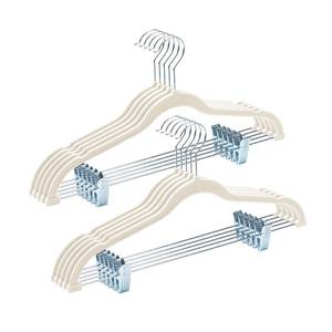 lot 3227 image: HOUSE DAY Velvet Hangers with Adjustable Clips 10 Pack, Non-Slip Suit Organizer with 360° Hook - Heavy Duty Hanger for Pants, Skirts, Blouses, Dresses - Outfit Hangers All-Season Space Saver (Ivory)