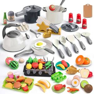 lot 3228 image: Zero Zoo 105Pcs Kids Kitchen Toy Accessories, Toddler Pretend BBQ Camping Cooking Playset, Play Pots, Pans, Utensils Cookware Toys, Play Food Set, Vegetables, Learning Gift for Girls Boys