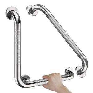 lot 3245 image: 16 Inch Angled Bathroom Grab Bars with 20 Inch Straight Munzong Brushed Nickel Toilet Handicap Grab Rail for Showers,Anti Slip Stainless Steel Knurled Safety Handle Support Elderly Injury Senior