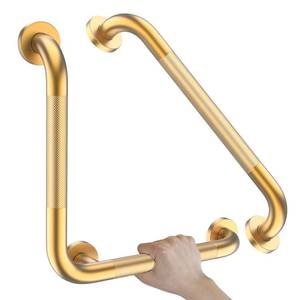 lot 3248 image: 16 Angled Gold Bathroom Grab Bars for Shower with 20in Straight Munzong Toilet Handicap Grab Rail,Anti Slip Stainless Steel Knurled Safety Handle Support Elderly Injury Seniorin