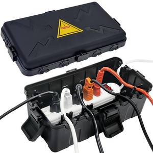 lot 3251 image: Hrensaw Medium Outdoor Electrical Box(10.6x5.5x4.5inch),Weatherproof Connection Box w6 Cable Entry,IP54 Waterproof Extension Cord Cover Protect Power Strip,Timer,Plug,Holiday Lights,Black