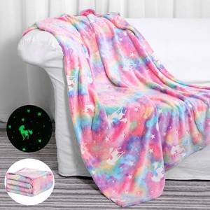 lot 4102 image: SALIMAH Glow in The Dark Blanket Unicorns Gifts for Girls, Toys for Girls Age 2 3 4 5 6 7 8 9 10 Year Old, Soft Kids Blankets Gifts for Grandkids Teens for Christmas Birthday, 50x60inin